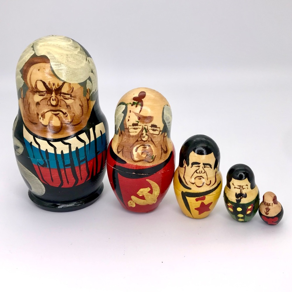 Vintage Russian Presidents Soviet Leaders Matryoshka Nesting Dolls 5"